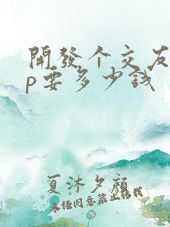 开发个交友app要多少钱