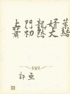 上门龙婿叶辰,萧初然大结局