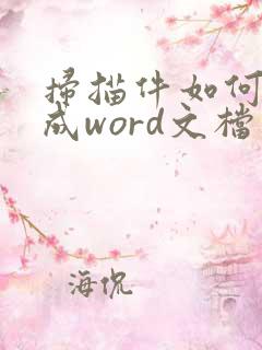 扫描件如何转换成word文档