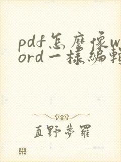 pdf怎么像word一样编辑