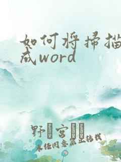 如何将扫描件转成word