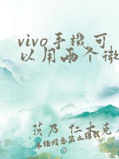 vivo手机可以用两个微信吗