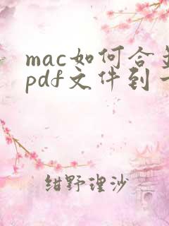 mac如何合并pdf文件到一个文件