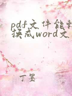 pdf文件能转换成word文档吗