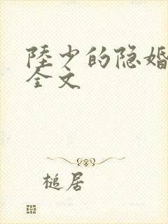 陆少的隐婚罪妻全文