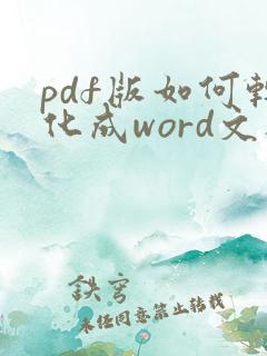 pdf版如何转化成word文档
