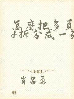 怎么把多页pdf拆分成一张一张的