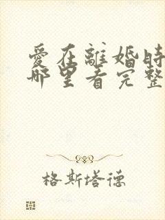 爱在离婚时短剧哪里看完整版