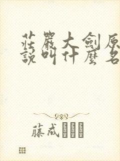 庄严大剑原著小说叫什么名字