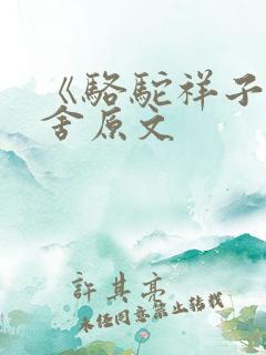 《骆驼祥子》老舍原文