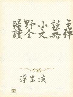 归野小说免费阅读全文无弹窗