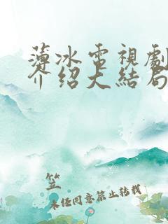 薄冰电视剧剧情介绍大结局