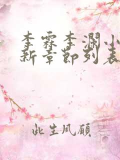 李霖李澜小说最新章节列表官场奇才