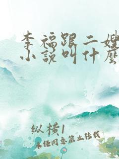李福跟二嫂原著小说叫什么名字啊