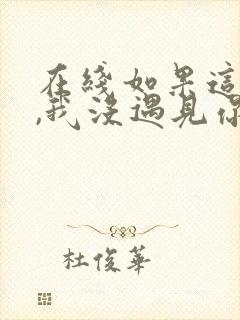 在线如果这一秒,我没遇见你小说