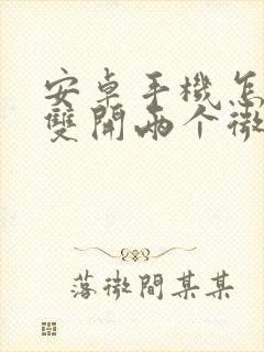 安卓手机怎么能双开两个微信