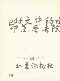 pdf文件的水印怎么去除