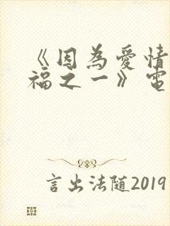 《因为爱情有幸福之一》电视剧