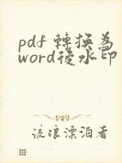 pdf 转换为word后水印怎么去掉