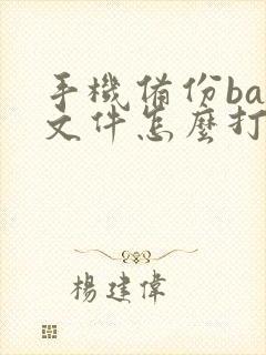 手机备份bak文件怎么打开