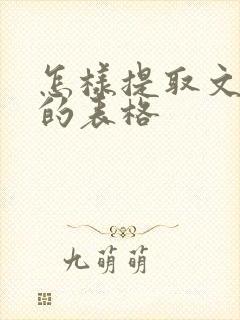 怎样提取文件中的表格