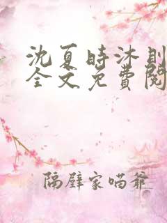 沈夏时沐则小说全文免费阅读