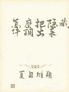 怎么把隐藏的软件调出来