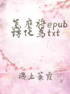 怎么将epub转化为txt