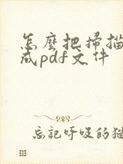 怎么把扫描件转成pdf文件