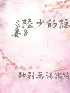 《陆少的隐婚罪妻》