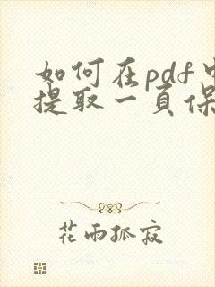 如何在pdf中提取一页保存为图片