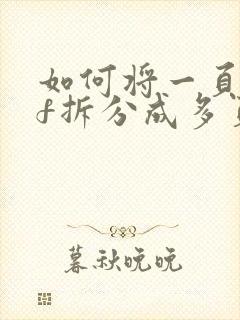 如何将一页pdf拆分成多页