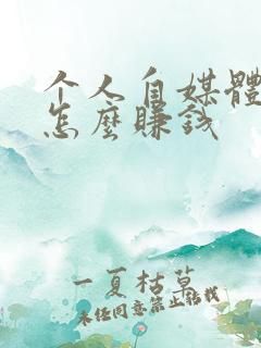 个人自媒体新手怎么赚钱