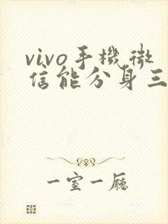 vivo手机微信能分身三个吗