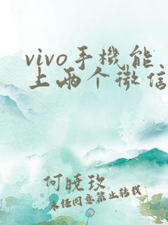 vivo手机能上两个微信吗