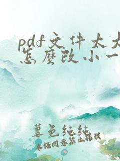 pdf文件太大怎么改小一点