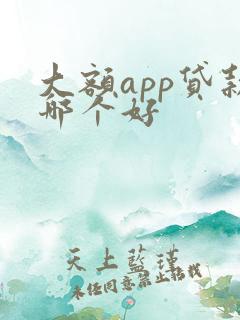大额app贷款哪个好