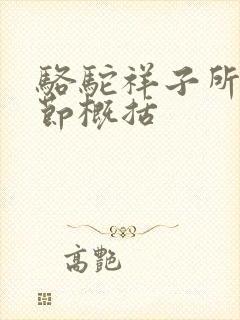 骆驼祥子所有章节概括