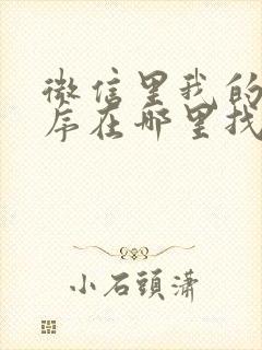 微信里我的小程序在哪里找