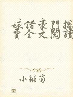 嫁错豪门总裁免费全文阅读