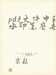 pdf文件中的水印怎么去掉