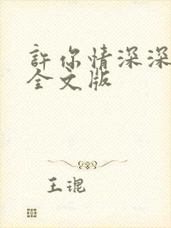 许你情深深似海全文版