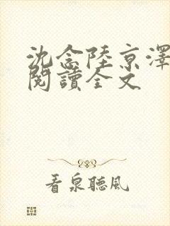 沈念陆京泽免费阅读全文