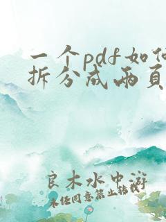 一个pdf如何拆分成两页