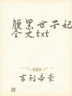 腹黑世子妃日常全文txt