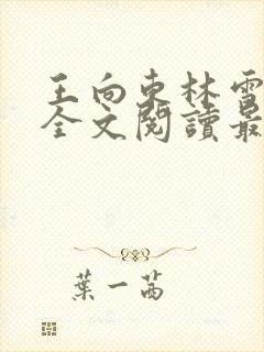 王向东林雪小说全文阅读最新章节更新时间