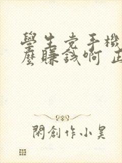 学生党手机上怎么赚钱啊 正规