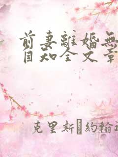 前妻离婚无效徐自知全文章节免费阅读