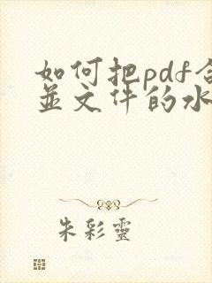 如何把pdf合并文件的水印去除