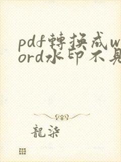 pdf转换成word水印不见了怎么办